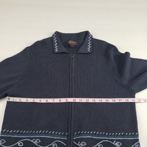 Vintage Woolrich Embroidered Sweater Women Large Blue Full Zip Cardigan Grandma - Picture 9 of 12